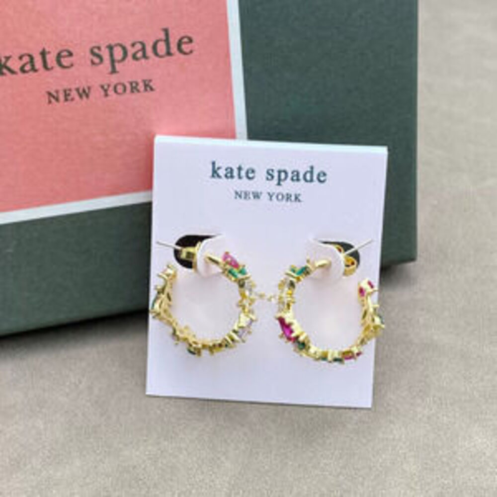 kate spade Colorful Irregular Zircon Flower Round Hoop Earrings